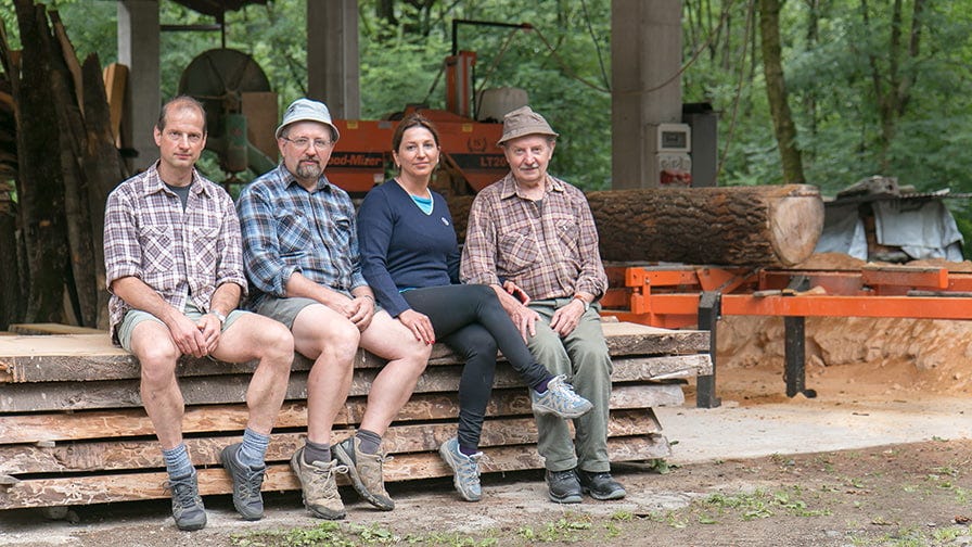 The Peretti family with their sawmill