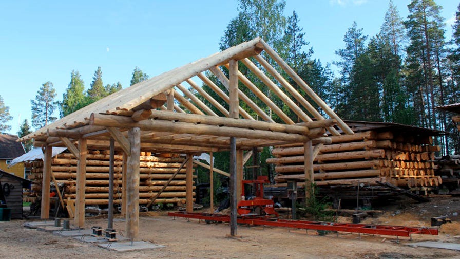 Log home construction site